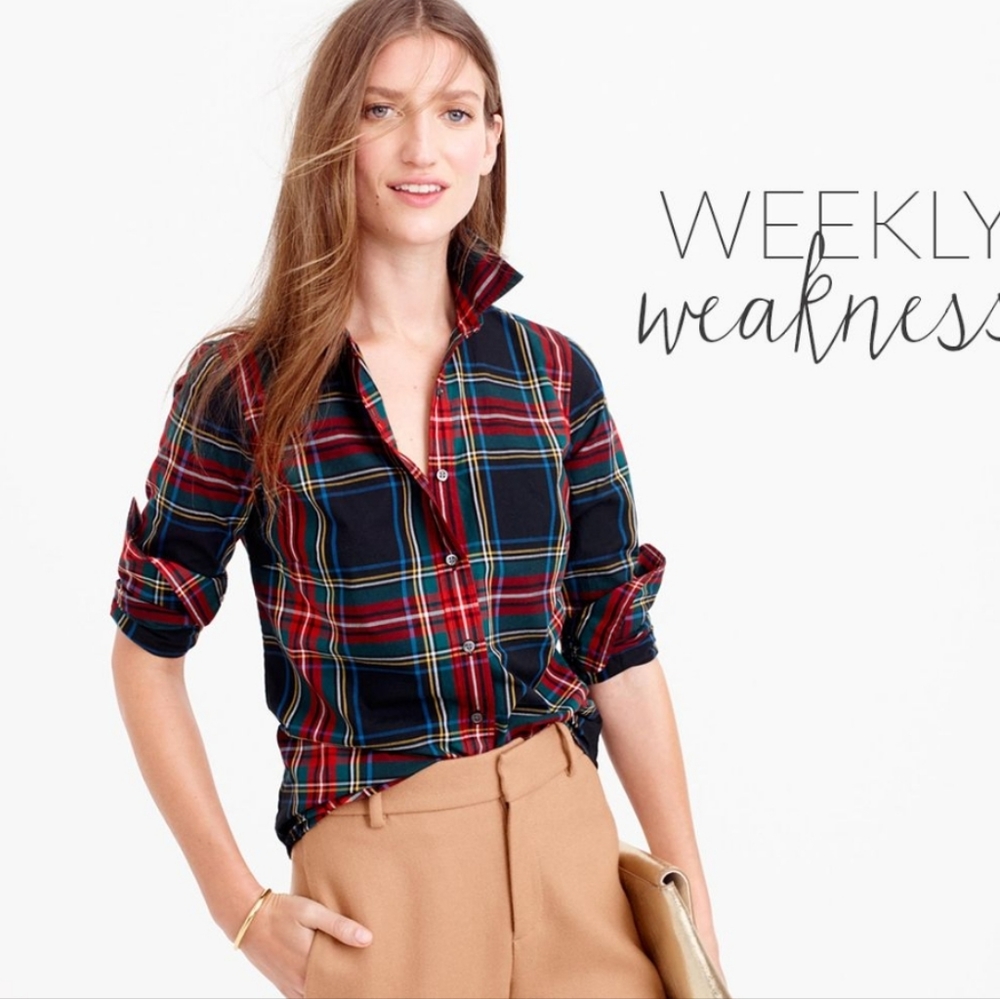 J. CREW New Tartan Plaid Slim Fit Button Down - 8 Tall